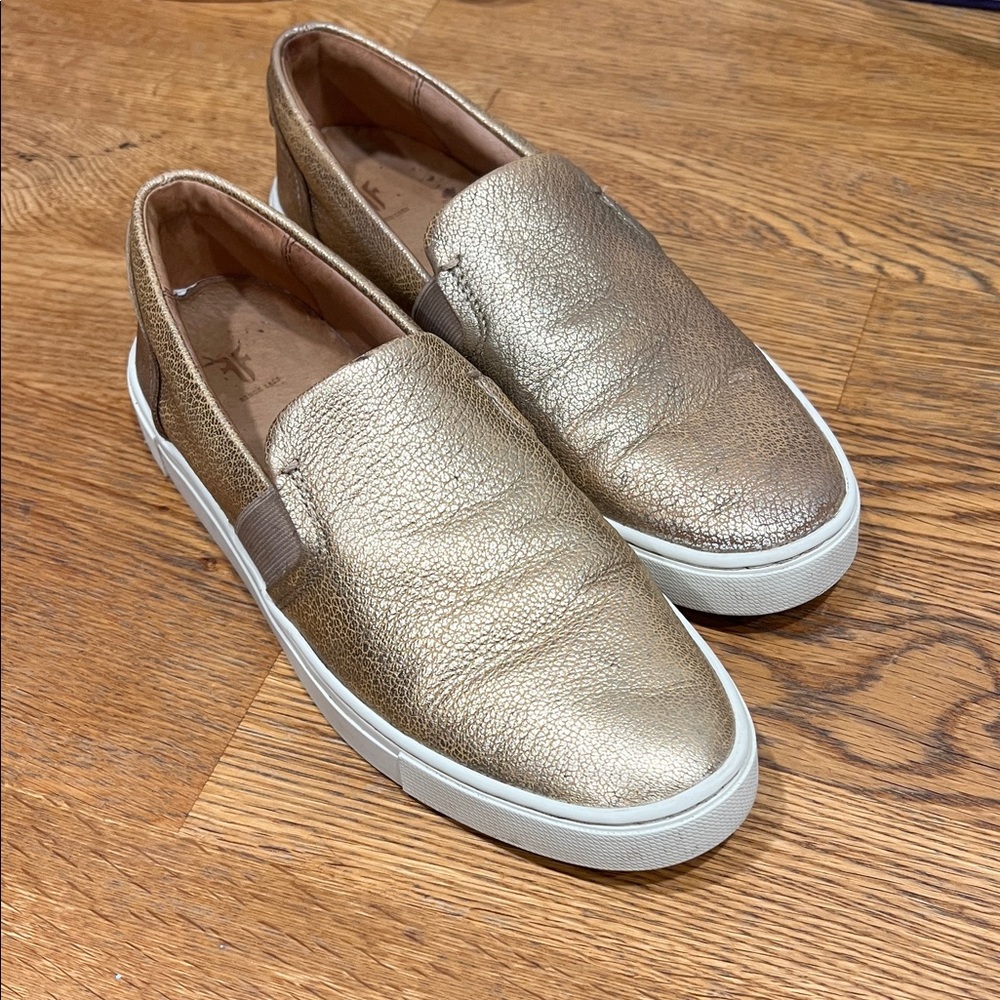 Frye Gold Leather Slip-On Flats
